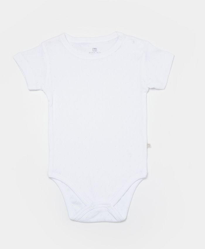 Unisex jakar desenli 2li Yarım Kol Organik Bebek Body - Beyaz/Ekru - 3 - 24 ay