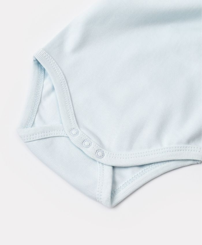 Erkek bebek kısa kol organik pamuk bebek body mavi set 3 - 3-24 ay - çıtçıtlı bady