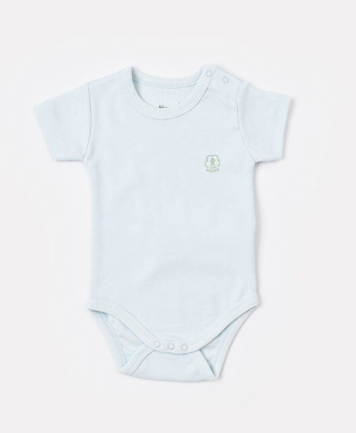 Erkek bebek kısa kol organik pamuk bebek body mavi set 3 - 3-24 ay - çıtçıtlı bady
