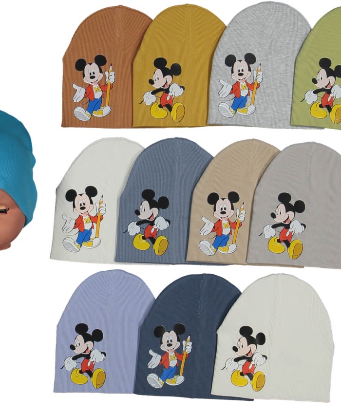 Erkek bebek mickey baskılı penye bere