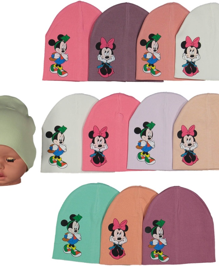 Kız Bebek mickey baskılı penye bere
