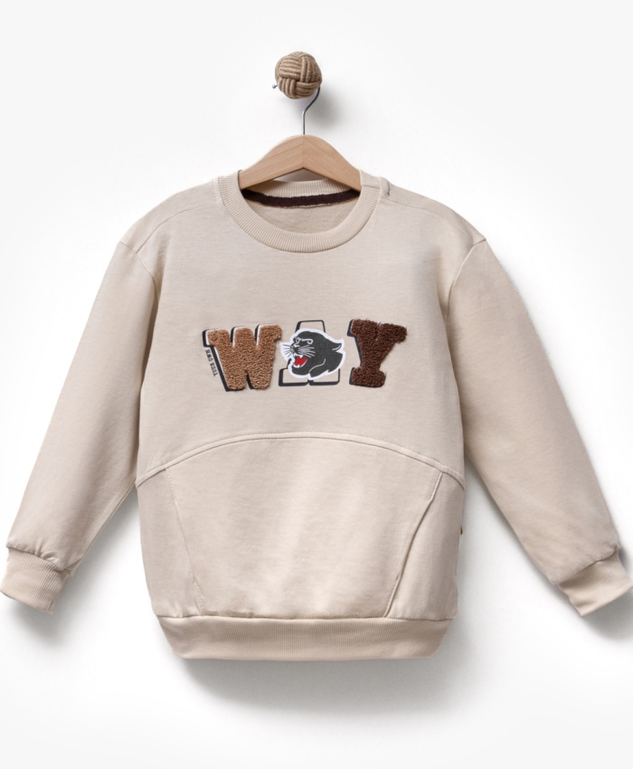 Erkek Çocuk way your own nakışlı uzun kollu bisiklet yaka sweatshirt