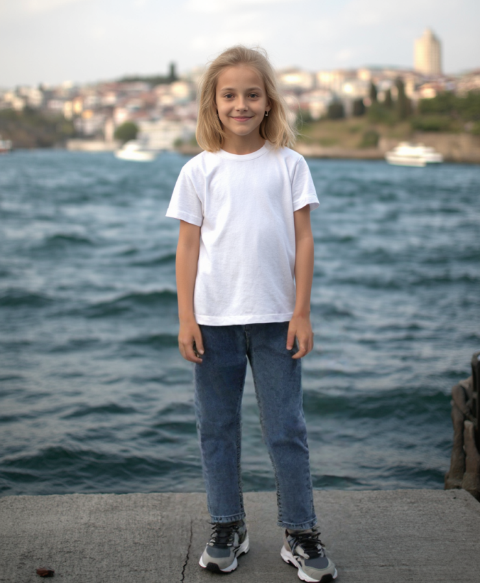 Kız Çocuk Kot Pantolon | Beli Lastikli