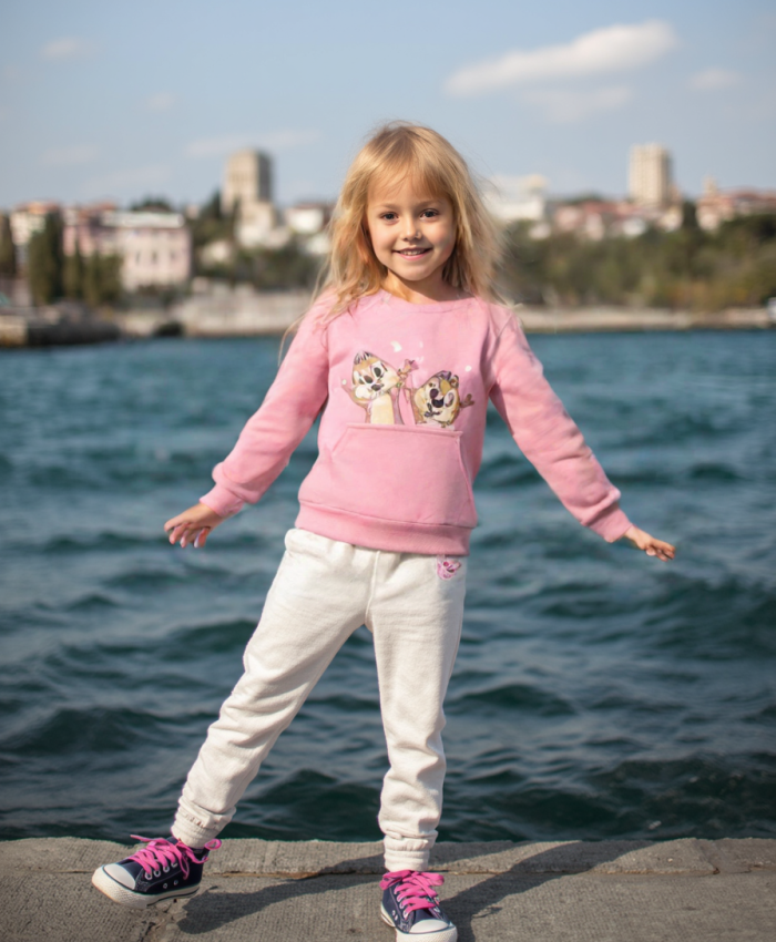Kız Çocuk Sweatshirt | Sincap Desenli |  Pembe | 6 - 24 Ay