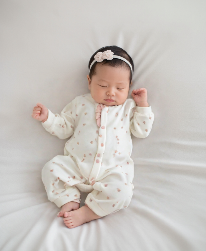 Kız bebek önden çıtçıtlı uzun kol ayaklı bisiklet yaka tulum
