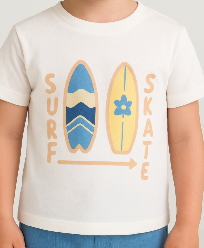 Erkek Bebek Surf Skate Yazılı Kısa Kollu Şortlu Takım