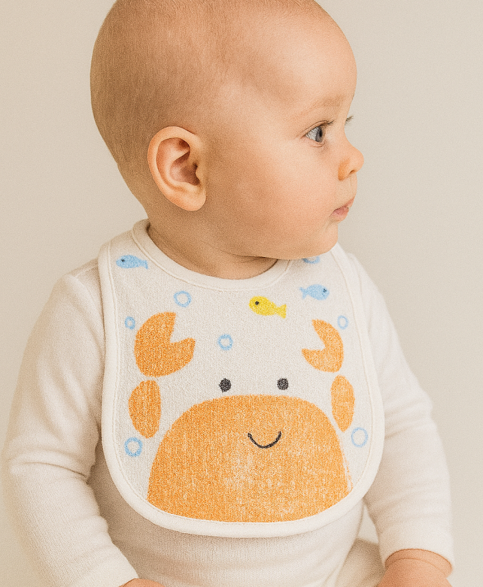 Unisex Yengeç Baskılı Bebek Önlüğü