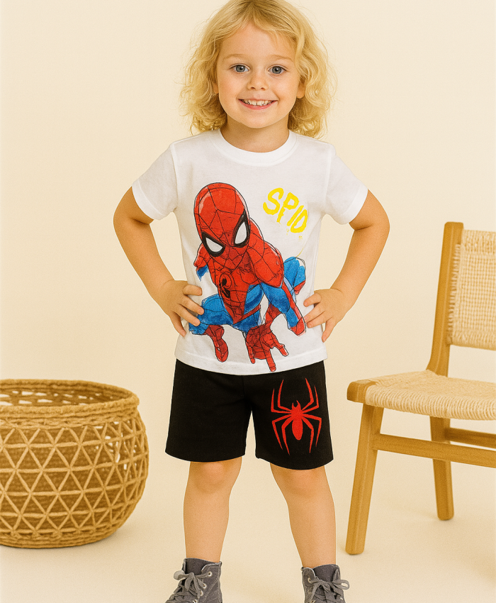 Erkek Çocuk Spider - Man Baskılı Kısa Kollu - Şortlu - Takım