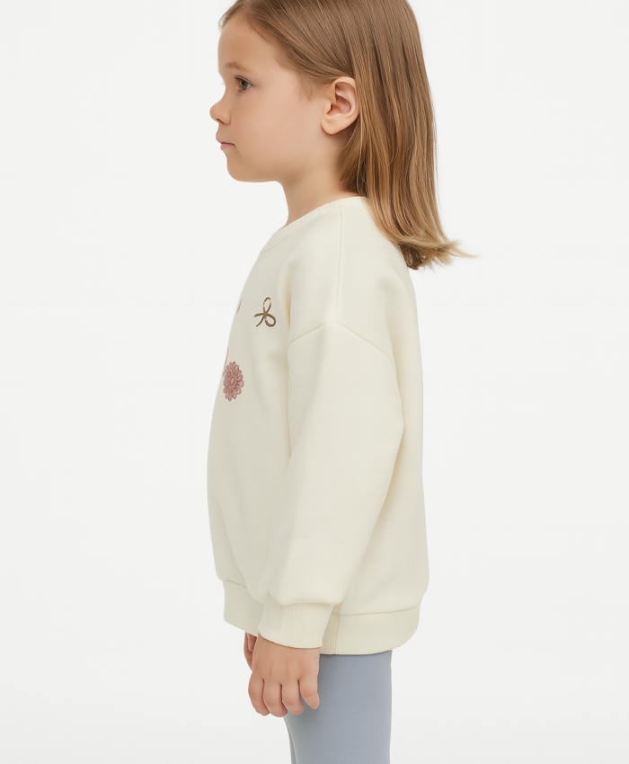 Kız Çocuk Shay Nakışlı Uzun Kol - 3ip - Yeşil Renk Sweatshirt
