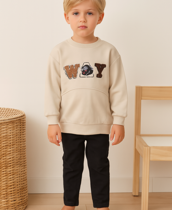Erkek Çocuk Nakışlı Uzun Kollu Sweatshirt