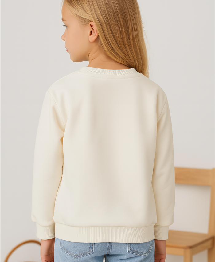 Kız Çocuk Uzun Kollu Lıttlf Thıngs Yazılı Çiçek Baskılı Sweatshirt