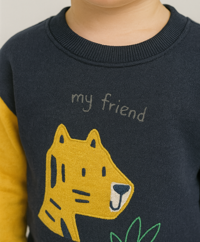 Erkek Bebek Friend Wild Yazılı Köpek Baskılı 2li Takım