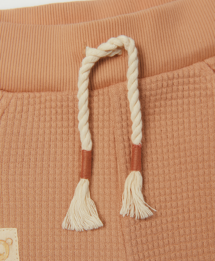 Unisex Waffle Kumaş Bel Kısmı Lastikli Bağcık Detaylı Uzun Paçalı Alt Pantolon