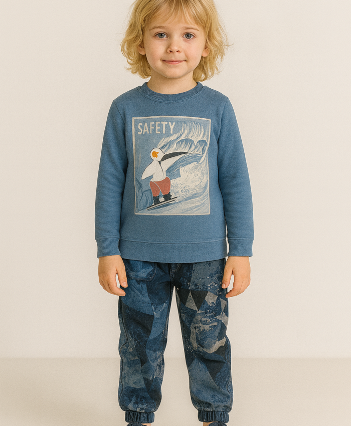Erkek Çocuk Colorado Baskılı Uzun Kollu Pamuklu Turkuaz Renkli Pijama Tk.