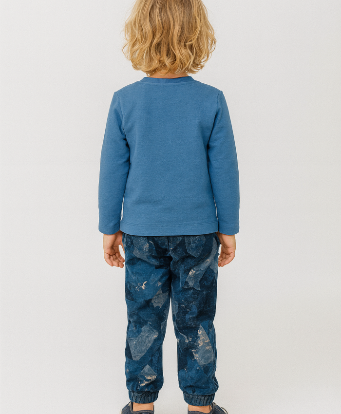 Erkek Çocuk Colorado Baskılı Uzun Kollu Pamuklu Turkuaz Renkli Pijama Tk.