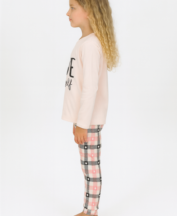 Kız Çocuk Love Baskılı Uzun Kollu Pamuklu Pijama Takımı - 6 - 15 Yaş