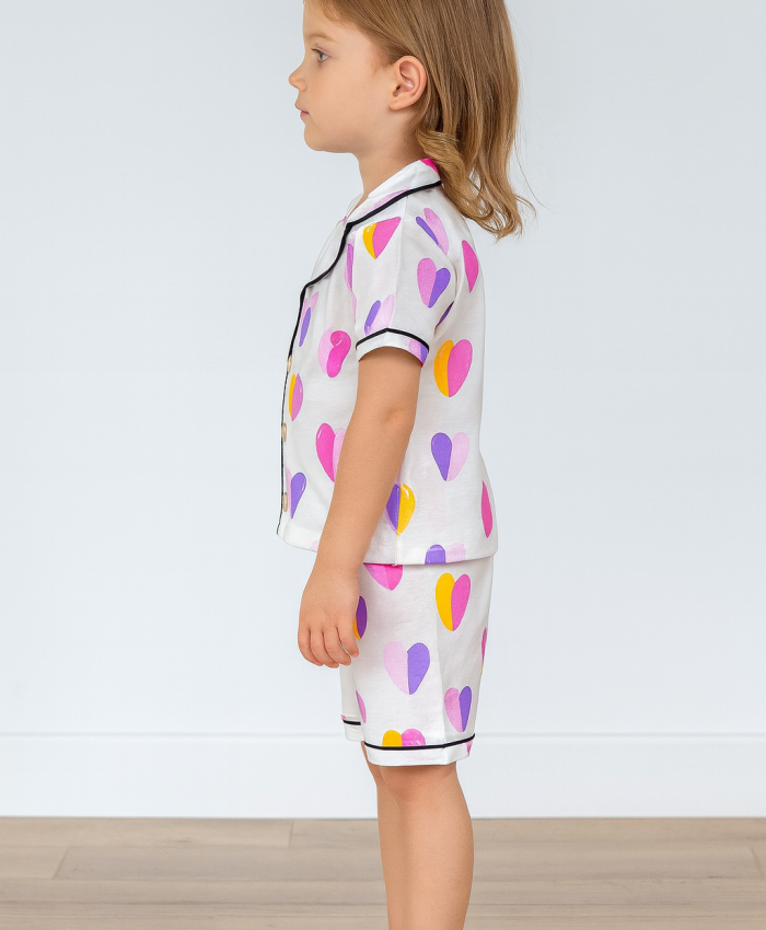 Kız Bebek Kalpli Pijama Takımı