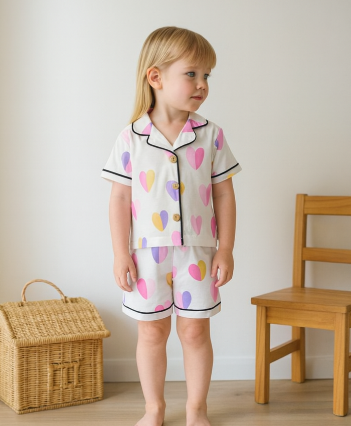 Kız Bebek Kalpli Pijama Takımı