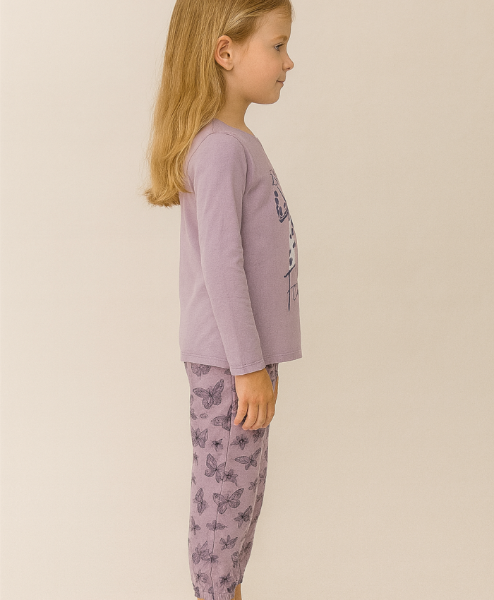 Kız Çocuk Happy Place Paris Kurdela Baskılı pijama takımı