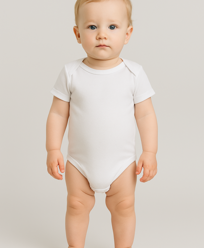 Unisex Jakar Desenli 2li Yarım Kol Organik Bebek Body - Beyaz/ekru - 3 - 24 Ay