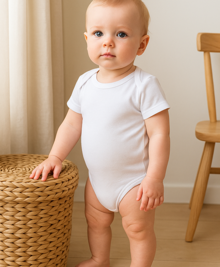 Unisex Jakar Desenli 2li Yarım Kol Organik Bebek Body - Beyaz/ekru - 3 - 24 Ay