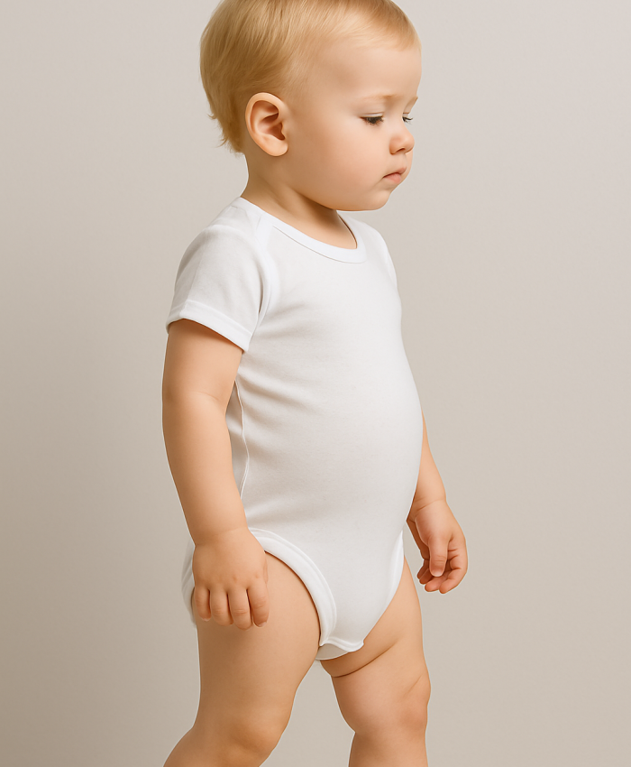 Unisex Jakar Desenli 2li Yarım Kol Organik Bebek Body - Beyaz/ekru - 3 - 24 Ay