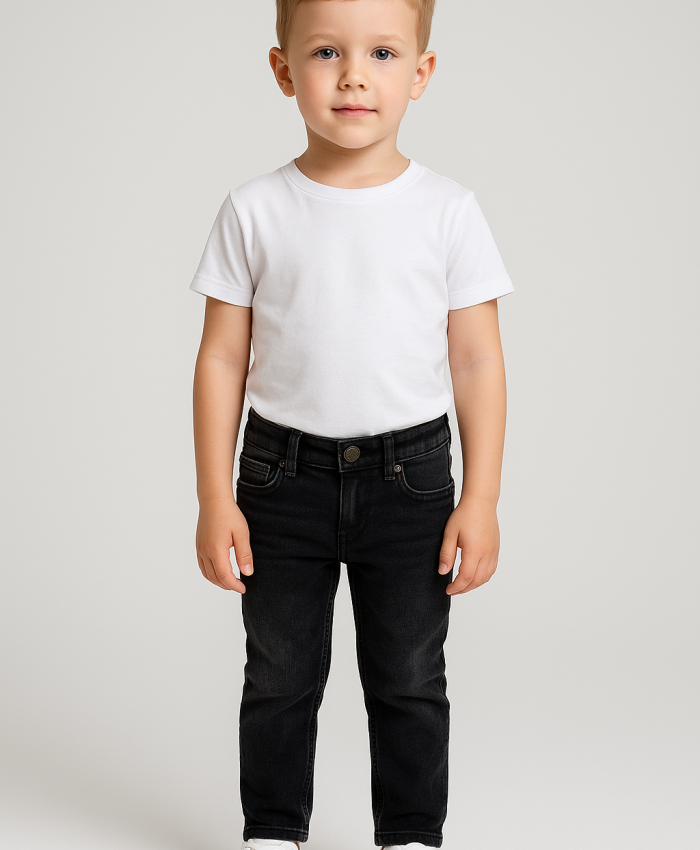 Erkek Çocuk Siyah Kot Pantolon | 8 - 12 Yaş | Slim Fit