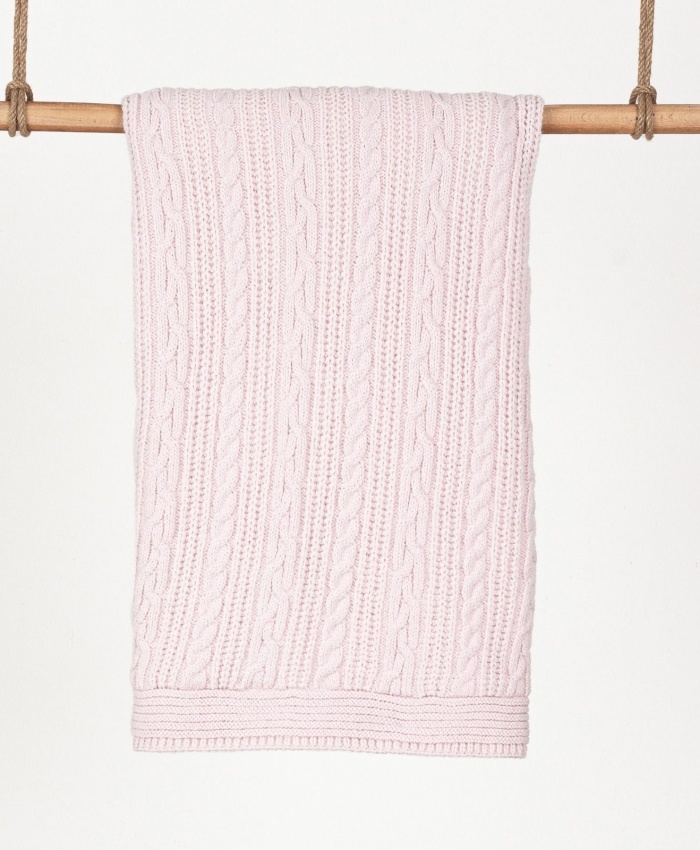 Saç örgülü iç kısmı welsoft triko bebek battaniyesi