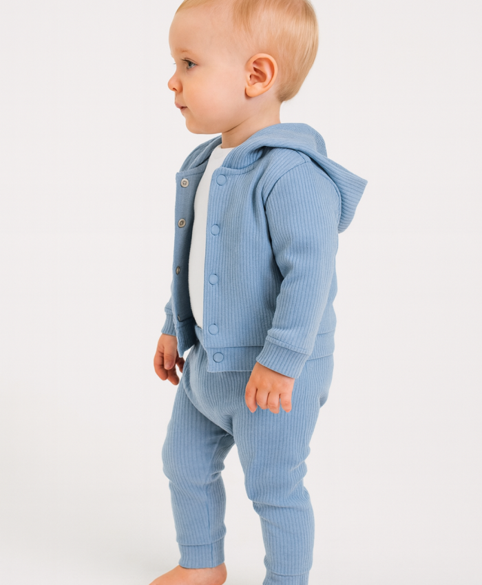 Erkek Bebek dinazor işlemeli kapşonlu zıbınlı 3lü takım