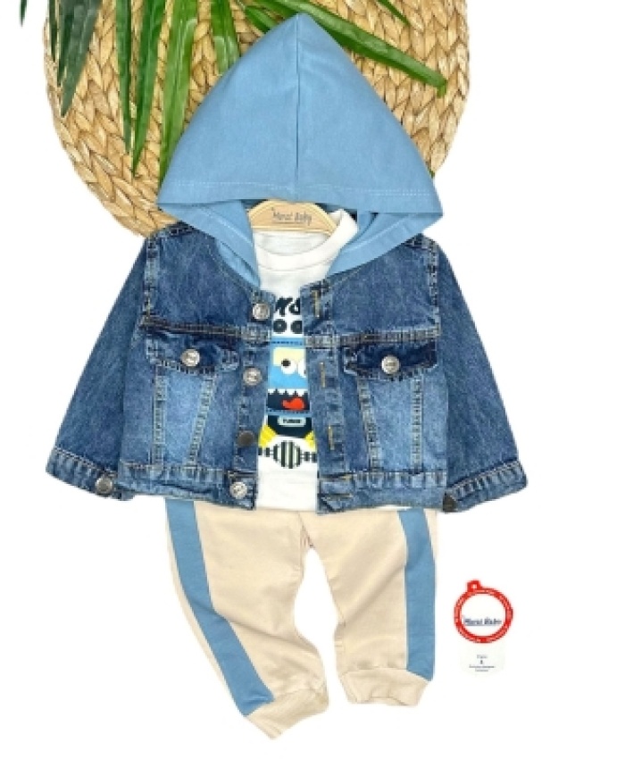 Erkek Bebek kot ceket-uzun kol bady- beli lastikli eşofmanlı takım