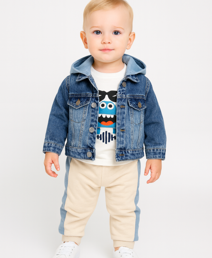 Erkek Bebek kot ceket-uzun kol bady- beli lastikli eşofmanlı takım