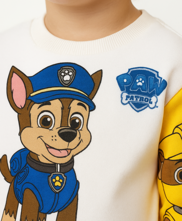 Erkek Bebek paw petrol baskılı uzun kollu pamuklu takım