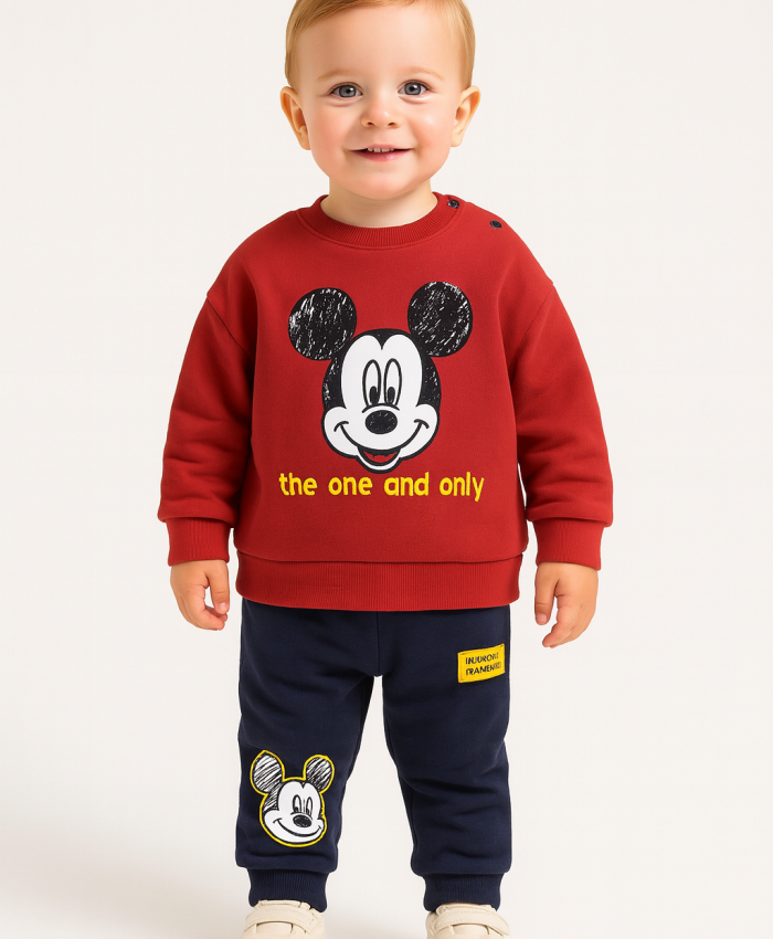 Erkek Çocuk mickey mouse baskılı the one and only yazılı şardonlu takım