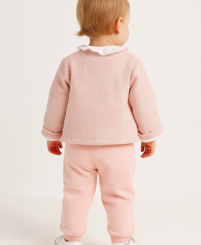 Kız Bebek simli tüvit ceketli -bady - pantolon takım