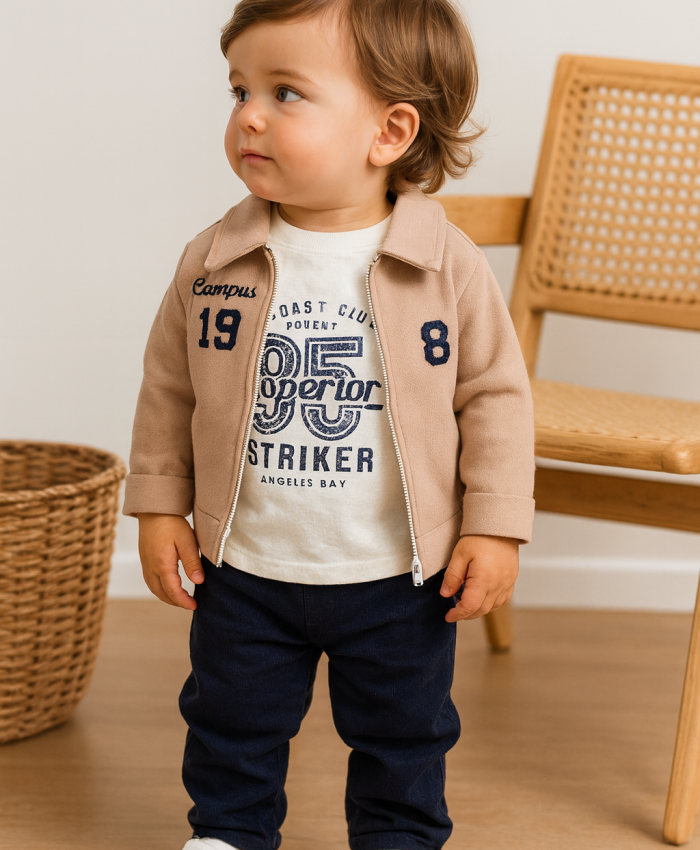 Erkek Çocuk campus 1983 yazılı ceket- bady -pantolonlu takım