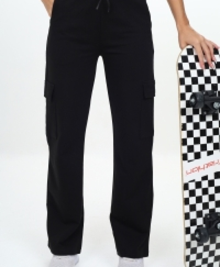 Kız çocuk kargo cepli geniş paçalı eşofman altı