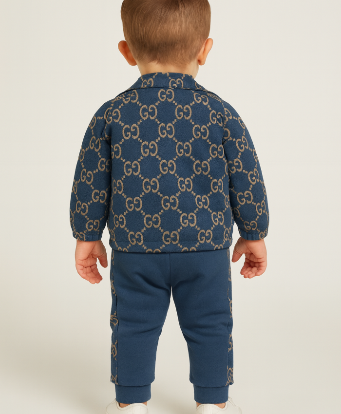 Erkek çocuk GG desenli yağmurluklu eşofman 3lü takım