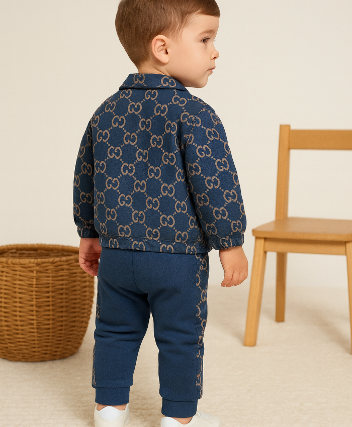 Erkek çocuk GG desenli yağmurluklu eşofman 3lü takım
