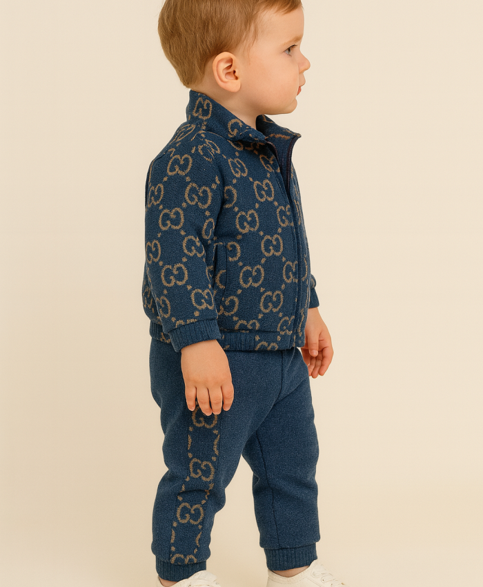 Erkek çocuk GG desenli yağmurluklu eşofman 3lü takım