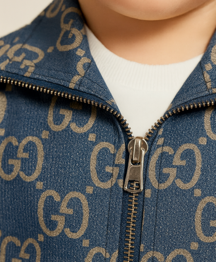 Erkek çocuk GG desenli yağmurluklu eşofman 3lü takım