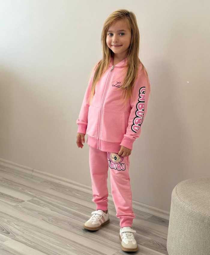Kız Çocuk labubu baskılı -kapşonlu -eşofman takımı
