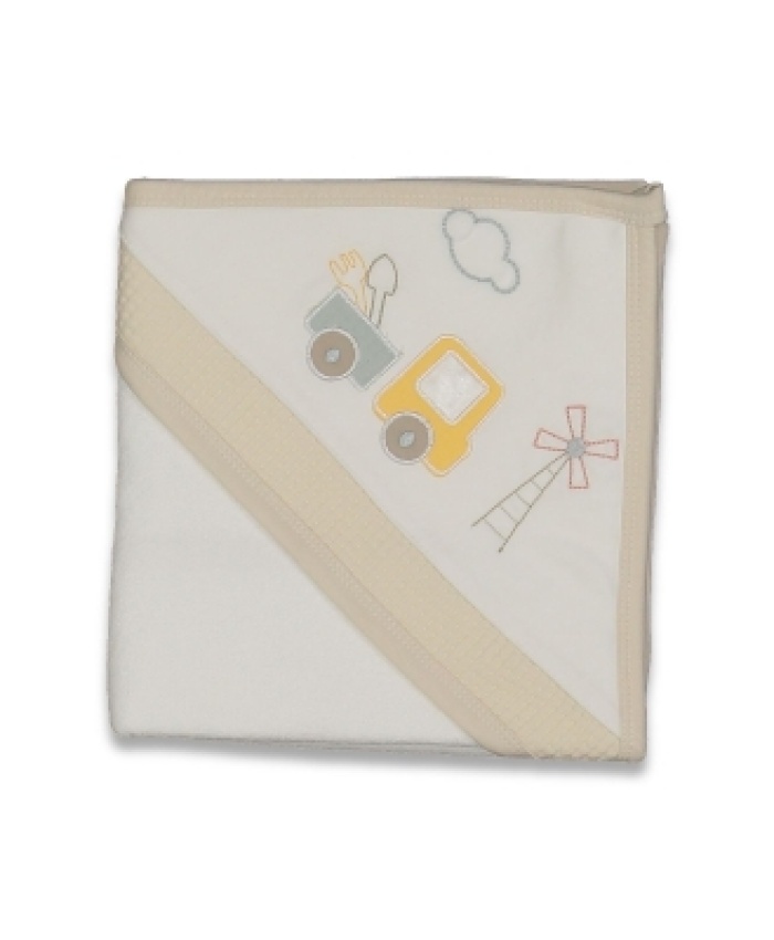 Erkek Bebek tren baskılı pamuklu banyo havlusu