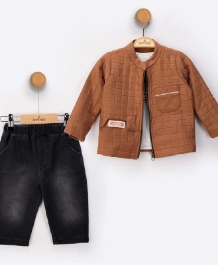 Erkek Bebek kapitone ceketli-  bady-kanvas pantolonlu takım