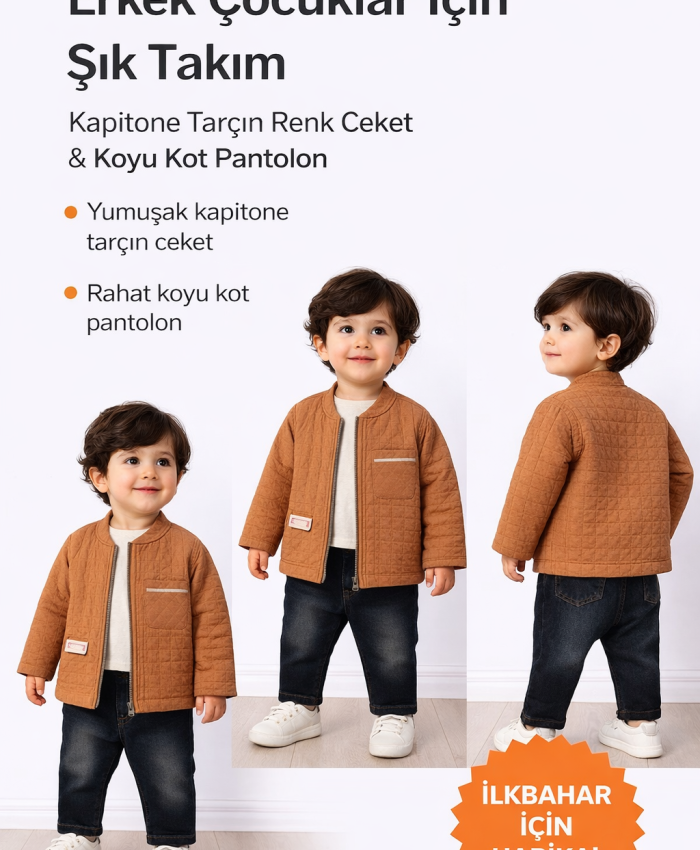 Erkek Bebek kapitone ceketli-  bady-kanvas pantolonlu takım