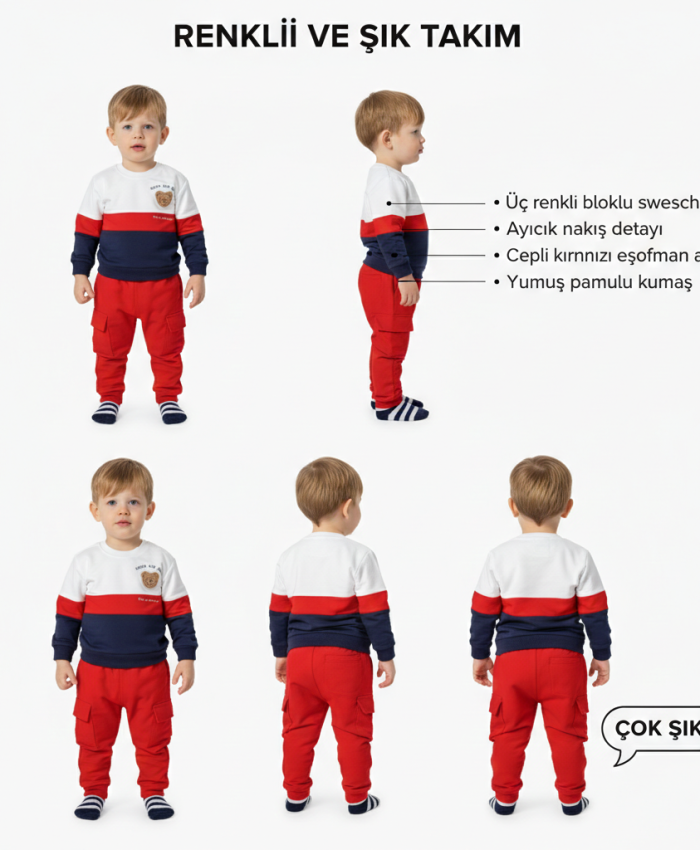 Erkek Bebek keeep on smıle yazılı -uzunkollu takım