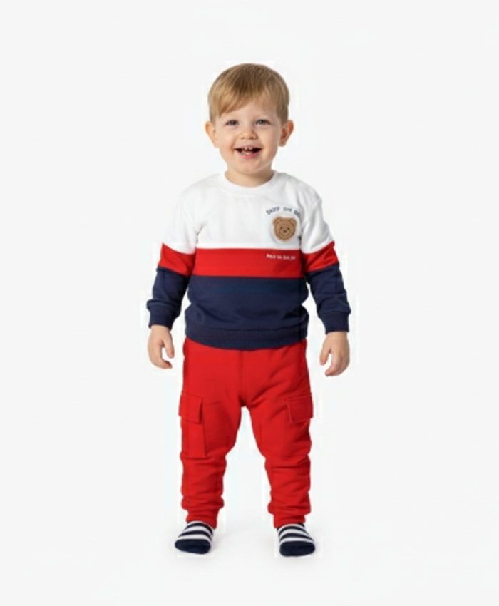 Erkek Bebek keeep on smıle yazılı -uzunkollu takım