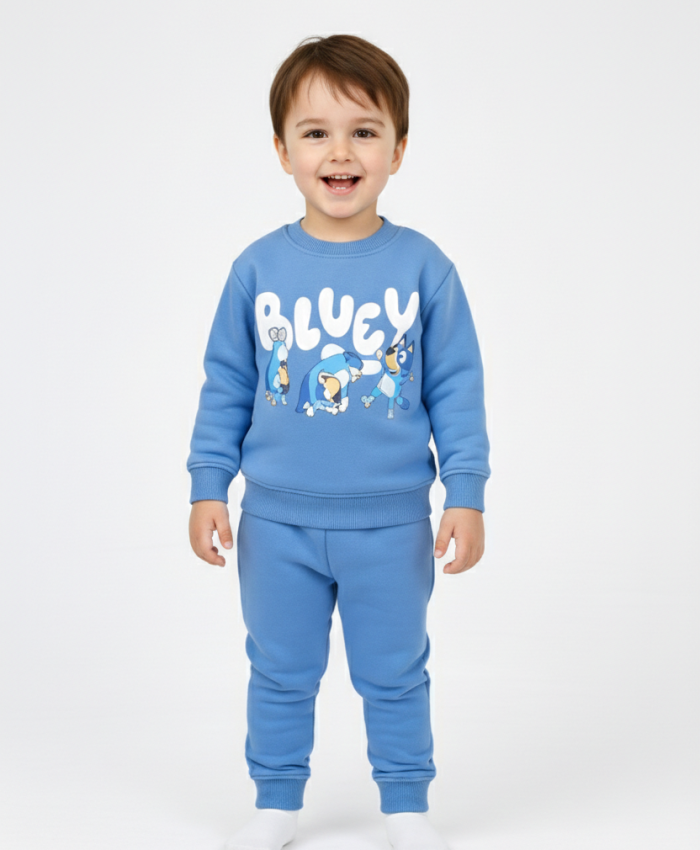 Erkek Çocuk Bluey yazılı köpek baskılı şardonlu takım