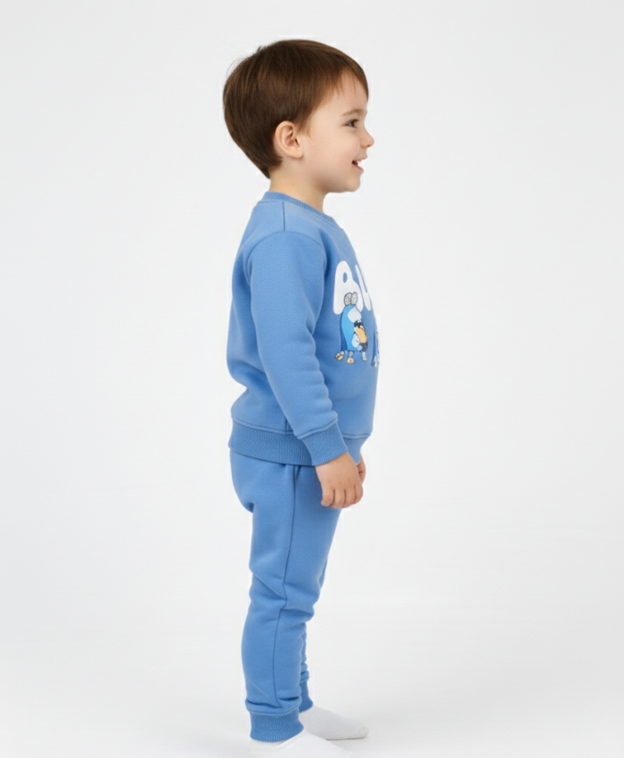 Erkek Çocuk Bluey yazılı köpek baskılı şardonlu takım