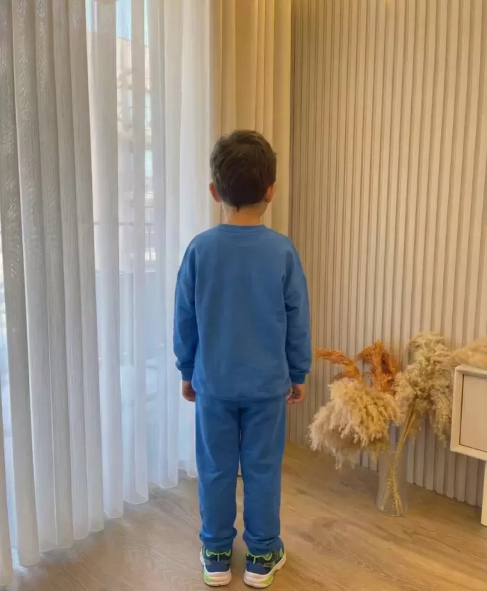 Erkek Çocuk labubu baskılı mavi renk takım