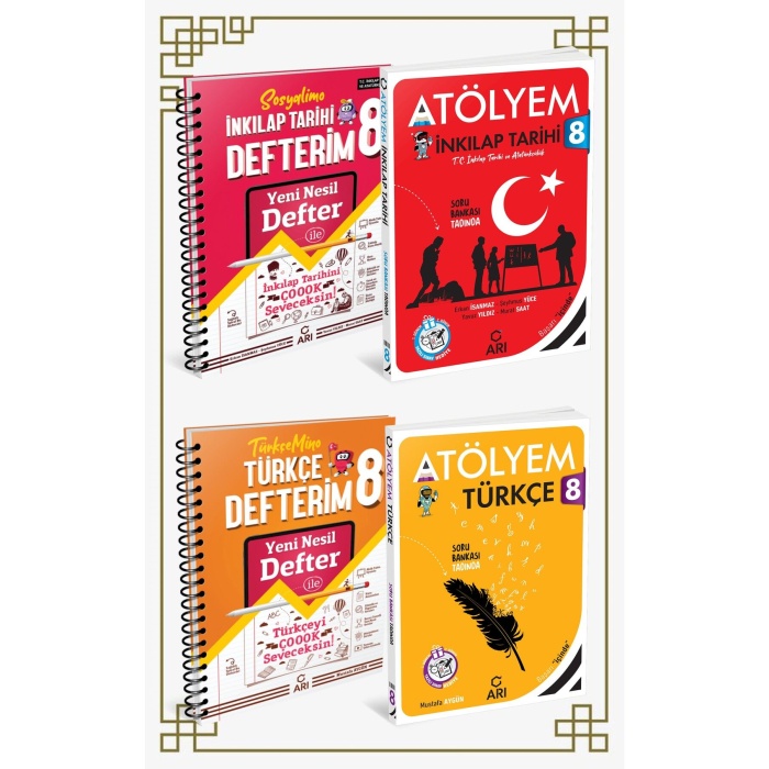 8. SINIF ARI YAYINLARI TÜRKÇE+İNKILAP ATÖLYEM VE DEFTER SETİ